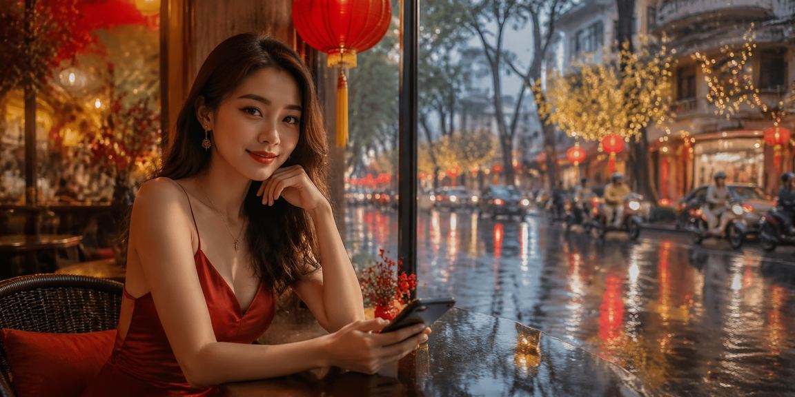 Người chơi tại TP. Hồ Chí Minh xem ưu đãi tiền thưởng felet trên điện thoại bên ly cà phê